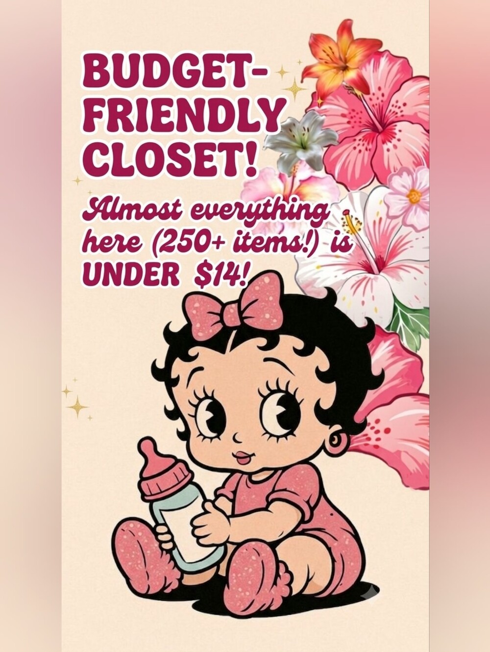 Betty Boop Baby Graphic Print - Pink Cartoon Bottle Art Advertisement